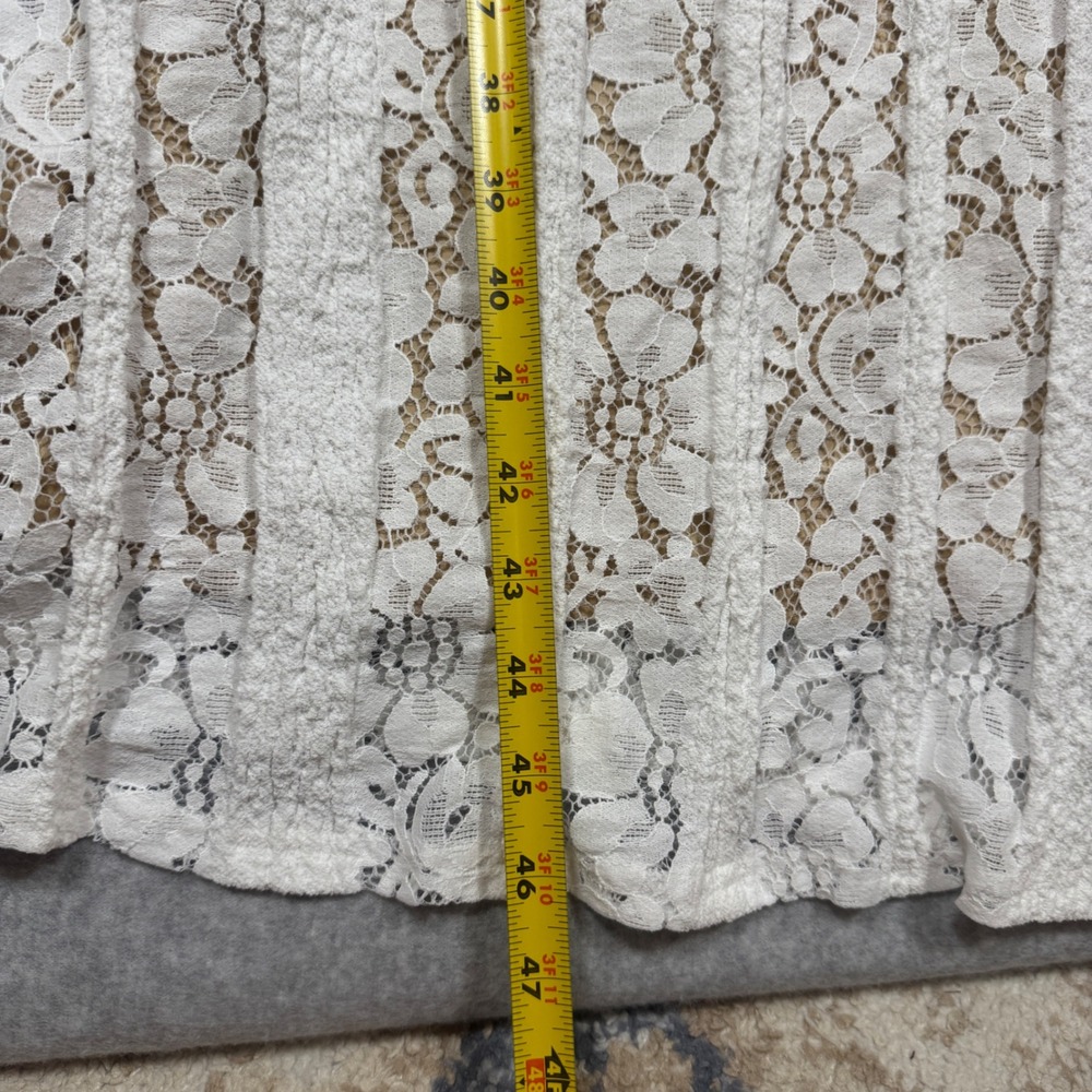 NEW Cider White Floral Lace Off The Shoulder Midi Dress Ruffle Tie Front L Boho - Picture 11 of 15
